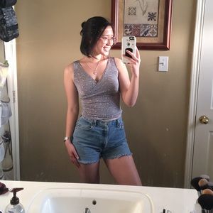 Vintage floral print wrap crop top size medium